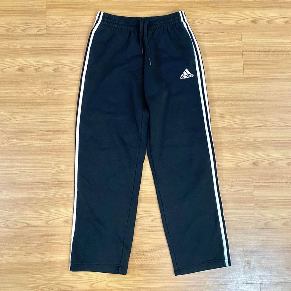Mens Adidas Essentials Fleece Open Hem 3 Stripes Pants Medium